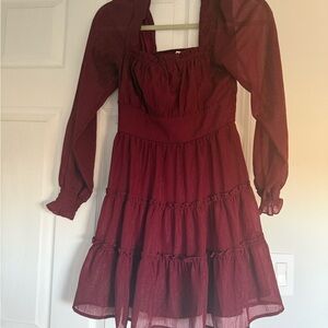 ALTAR’D STATE BURGUNDY LONG SLEEVE DRESS